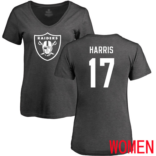 Oakland Raiders Ash Women Dwayne Harris One Color NFL Football #17 T Shirt
